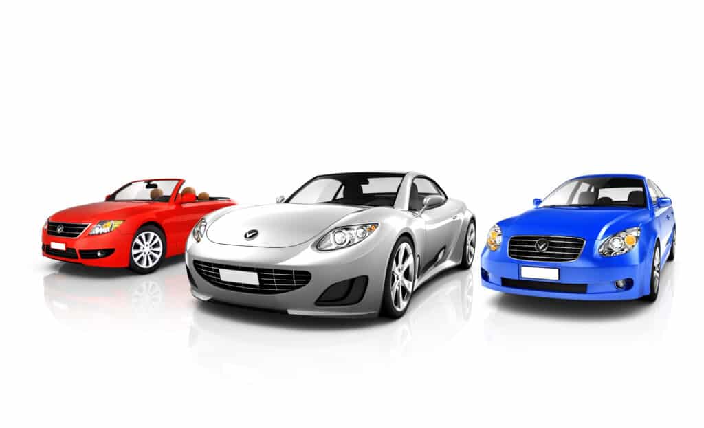 Group of Three Multicolored Elegant Cars